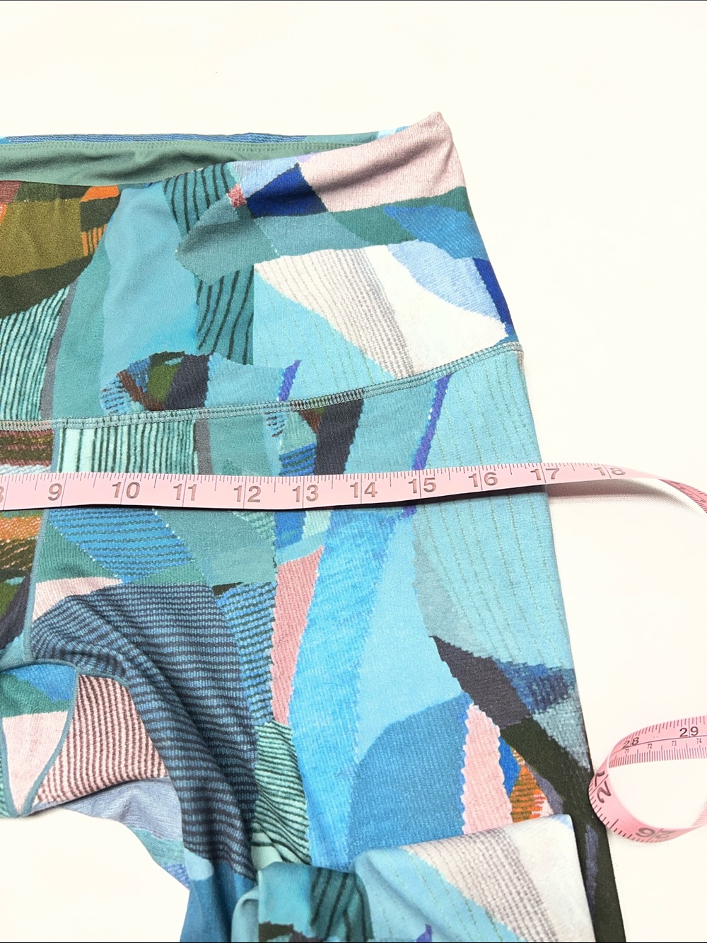 Prana Multicolor Abstract Pattern Leggings with Olive Waistband - Picture 6 of 7